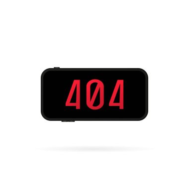 Akıllı telefon ekranında 404 işareti var. Hata sayfası ya da dosya bulunamadı. Web sayfası, afiş, sosyal medya, belgeler, kartlar, posterler için. İzole edilmiş beyaz arkaplanda vektör. EPS 10