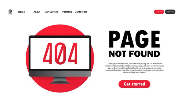 404 Fel Illustration Sidan Hittade Inte Meddelandet Datorskärmen Design För — Stock vektor