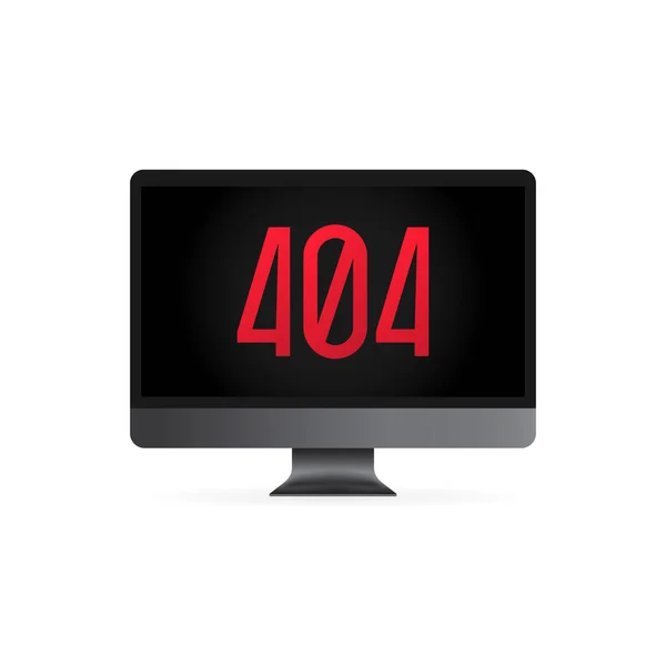 Signo 404 en la ilustración de la pantalla del ordenador. Página de error o archivo no encontrado concepto. Para página web, banner, redes sociales, documentos, tarjetas, carteles. Vector sobre fondo blanco aislado. EPS 10 — Vector de stock