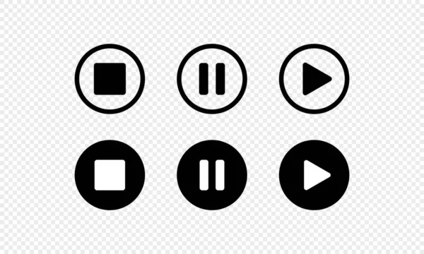 Play Pause Stop Forward Button Set Media Player Concept Vector — Stock Vector