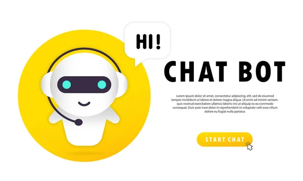 Banner Chat Bota Ahoj Online Asistent Bot Přistávací Stránce Šablony — Stockový vektor