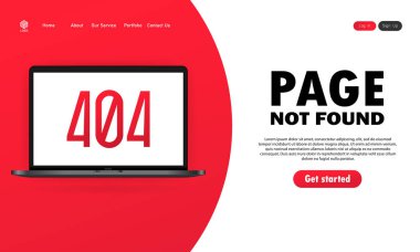 Sayfa laptop ekranında bulunamadı. 404 hata işareti çizimi. UI tasarımı. İzole edilmiş arkaplanda vektör. EPS 10.