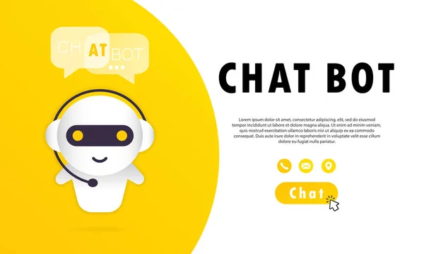 Banner Chat Bota Online Asistent Bot Přistávací Stránce Šablony Dialog — Stockový vektor