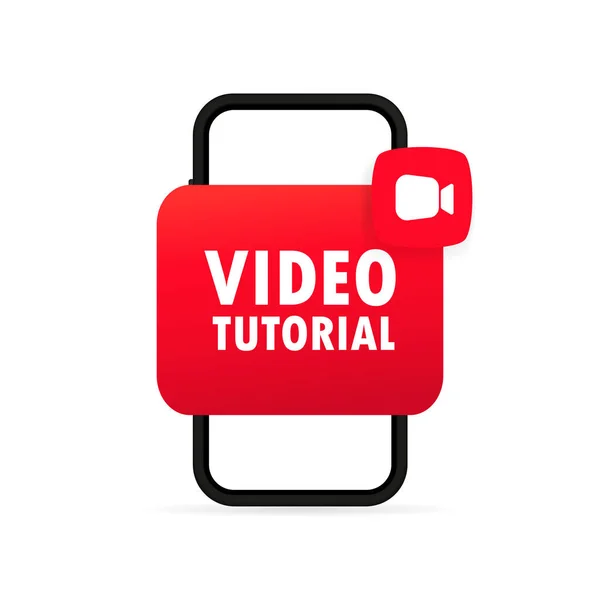 Video Tutorials Button Watching Webinar Streaming Video Online Smartphone Vector — Διανυσματικό Αρχείο