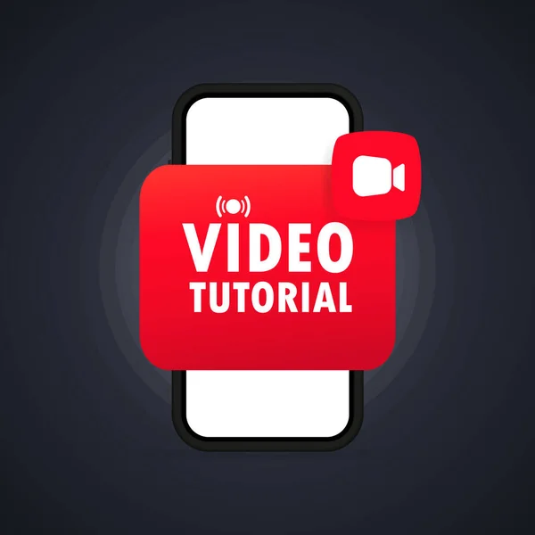Video Tutorials Button Watching Webinar Streaming Video Online Smartphone Vector — Διανυσματικό Αρχείο