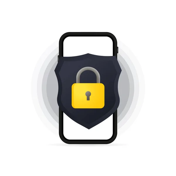 Smartphone Privacy Data Protection Banner Confidential Data Secure Concept Vector — Διανυσματικό Αρχείο