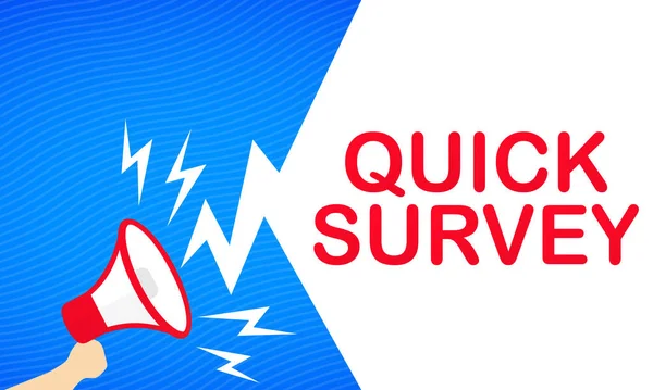 Handhaltendes Megafon Mit Quick Survey Text Banner Ankündigung Lautsprecher Für — Stockvektor