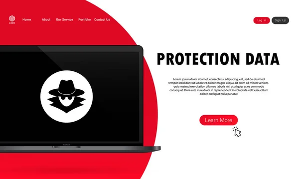 Банер Захисту Даних Безпечна Робота Ноутбуці Системна Безпека Захист Конфіденційності — стоковий вектор