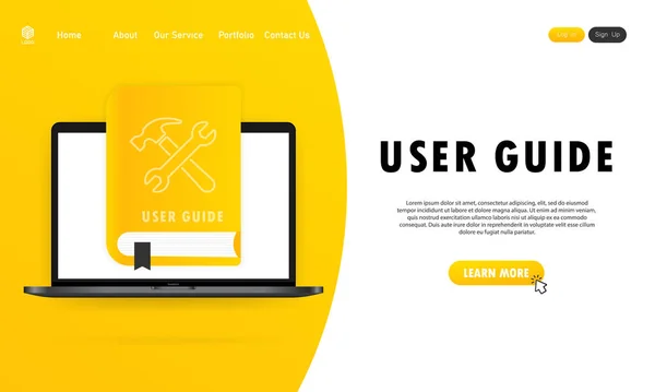 Konzept Benutzerhandbuch Faq Buch Für Web Seite Banner Soziale Medien — Stockvektor