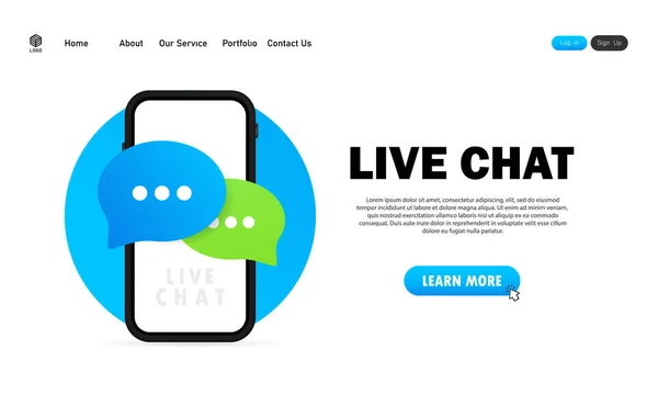 Live Chat Banner Nachrichtensymbol Flachen Design Smartphone Kommunikation Gesprächszeichen Vektor — Stockvektor