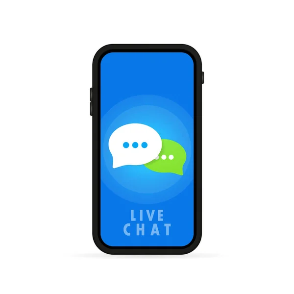 Live Chat Banderoll Meddelandeikon Platt Design Smartphone Kommunikation Samtalstecken Vektor — Stock vektor