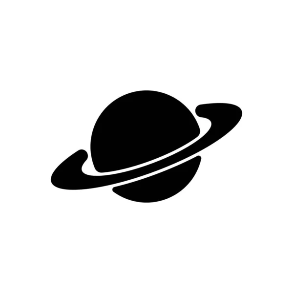 Planeta Con Anillos Icono Negro Concepto Espacial Astronomía Saturno Vector — Vector de stock