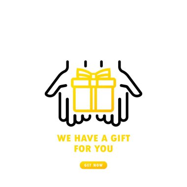 Hediye. Hediye kutusu. Hediye ikonu. Sana bir hediyemiz var. Vektör sanatı ve aşk ve sevgililer günü illüstrasyonu