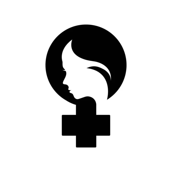 Icône Féministe Symbole Mouvement Féministe Symbole Féminin Avec Visage Féminin — Image vectorielle