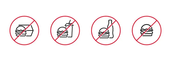 Fast food işareti ya da siyah ve kırmızı renkli yeme ikonu yok. İzole edilmiş beyaz arka planda yasaklı sembol. EPS 10 vektörü