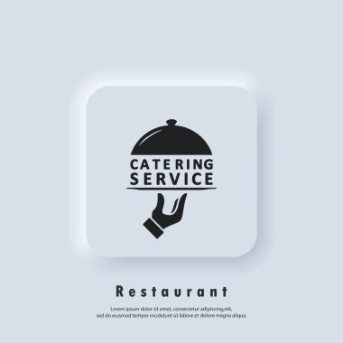 Yemek servisi logosu. Yemek servisi ikonu. Vektör. Neumorfik UI UX beyaz kullanıcı arayüzü web düğmesi. Neumorfizm