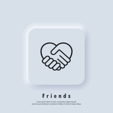 Handshake icon, Heart symbol. Hand Shake with Heart shaped. Volunteering icon. Charity or give love icon. Vector. UI icon. Neumorphic UI UX white user interface web button. clipart
