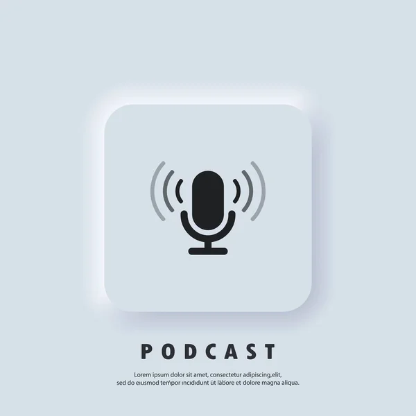 Podcast Ikonu Mikrofon Simgesi Logo Uygulama Kullanıcı Arayüzü Podcast Radyo — Stok Vektör