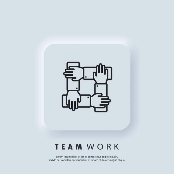 团队合作图标 商业伙伴标志 手握在一起 手握着手腕 Numorphic Ux白色用户界面Web按钮 新同形主义 — 图库矢量图片