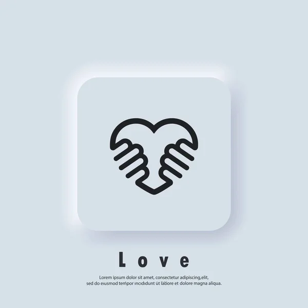 志愿服务图标 爱心或奉献爱情的象征 爱情之手的标志 Ui图标 全新的Ui Ux白色用户界面Web按钮 — 图库矢量图片