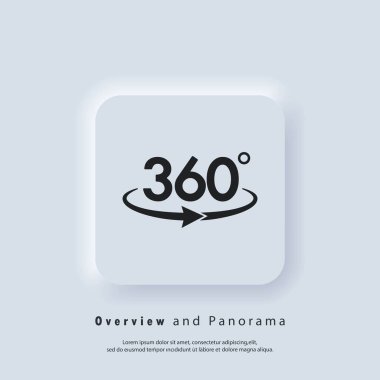 360 derece kamera logosu. Panorama görüntüsü 360 derece. Kamera, fotoğraf ikonu. Sanal gerçeklik. Ön kamera değişimi. Vektör. Kullanıcı simgesi. Neumorfik UI UX beyaz kullanıcı arayüzü web düğmesi. Neumorfizm