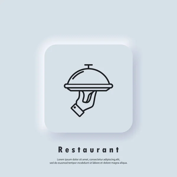 Icône Restaurant Plateau Alimentaire Icône Des Services Restauration Vecteur Bouton — Image vectorielle