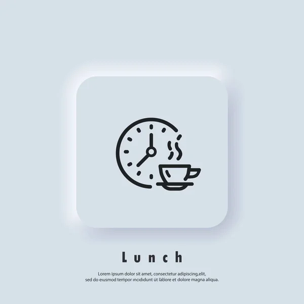 Hora Almorzar Icono Del Almuerzo Rompe Comida Icono Tiempo Descanso — Vector de stock