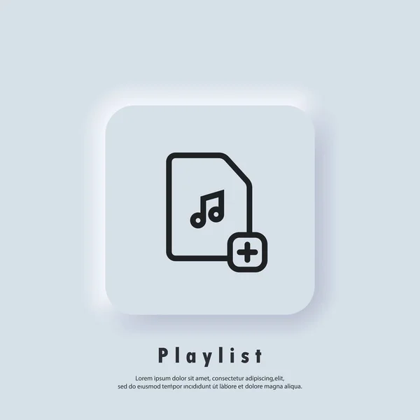 Lieblingsspiellisten Ikone Lieder Musikplayer Playlist Logo Vektor Symbol Neumorphic White — Stockvektor