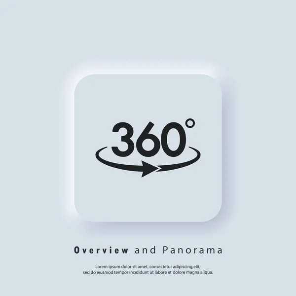 360 derece kamera logosu. Panorama görüntüsü 360 derece. Kamera, fotoğraf ikonu. Sanal gerçeklik. Ön kamera değişimi. Vektör. Kullanıcı simgesi. Neumorfik UI UX beyaz kullanıcı arayüzü web düğmesi. Neumorfizm