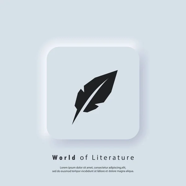 Dia Mundial Poesia Escrever Ícone Caneta Inkwell Logotipo Caneta Mundo — Vetor de Stock