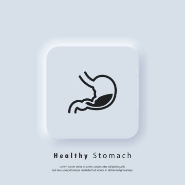 Sağlıklı mide ikonu. Mide logosu. Gastrobağırsak ikonu. Vektör. Kullanıcı simgesi. Neumorfik UI UX beyaz kullanıcı arayüzü web düğmesi. Neumorfizm