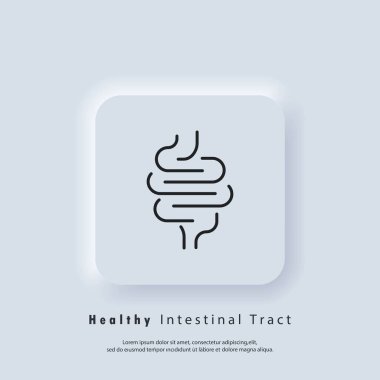 Healthy digestive tract icon. Intestinal inflammation icon, abdominal pain, constipation, gut appendicitis. Vector. UI icon. Neumorphic UI UX white user interface web button. Neumorphism clipart