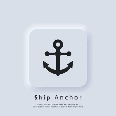 Gemi çapa simgesi. Tekne, denizcilik, denizcilik sembolü. Gemi çapa logosu. Vektör EPS 10. Kullanıcı simgesi. Neumorfik UI UX beyaz kullanıcı arayüzü web düğmesi. Neumorfizm