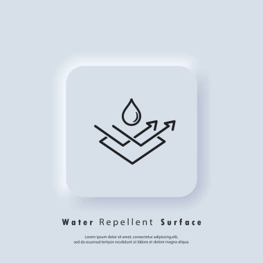 Water repellent surface icon. Waterproof icon, hydrophobic symbol. Vector EPS 10. UI icon. Neumorphic UI UX white user interface web button. Neumorphism clipart