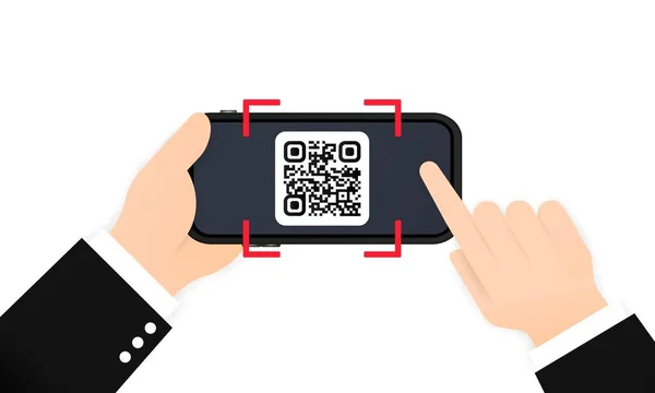 Escanear Código Para Pagar Con Teléfono Móvil Smartphone Escaneando Código — Archivo Imágenes Vectoriales