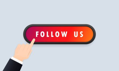 Bizi takip et düğme. Sosyal medya konsepti. Blog yazıyorum. İzole edilmiş arkaplanda vektör. EPS 10.