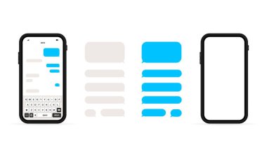 Sohbet et. Mesaj gönder. Sohbet. Sohbet şablonu kabarcıkları. İzole edilmiş beyaz arkaplanda vektör. EPS 10.