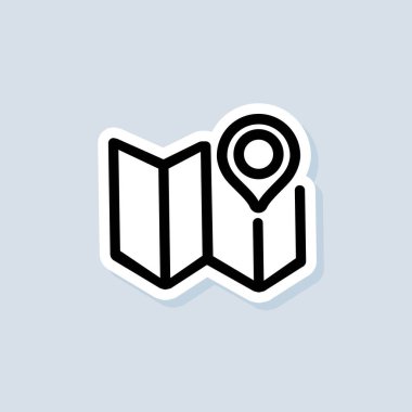 Harita konum etiketi. Harita iğnesi. Yol konumu. Harita ikonu. İzole edilmiş arkaplanda vektör. EPS 10.