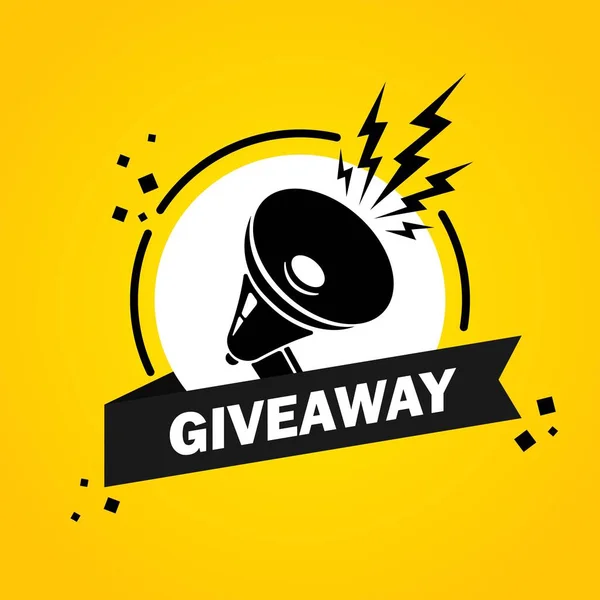 Мегафон Банером Мовної Бульбашки Giveaway Гучномовець Етикетка Бізнесу Маркетингу Реклами — стоковий вектор