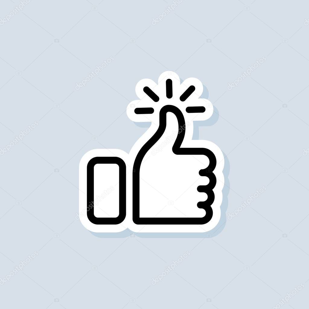 Thumb up sticker. Like icon. Hand like. Social media sign. Seal of approval. OK sign. Premium quality. Achievement badge. Quality mark. Vector on isolated white background. EPS 10.