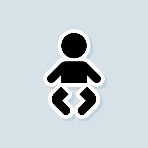 Baby Sticker Kinderluier Draagt Een Bord Vector Geïsoleerde Achtergrond Eps — Stockvector