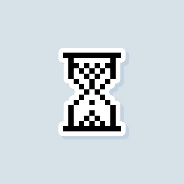 Adhesivo Pixel Hourglass Logo Reloj Arena Vector Sobre Fondo Aislado — Archivo Imágenes Vectoriales