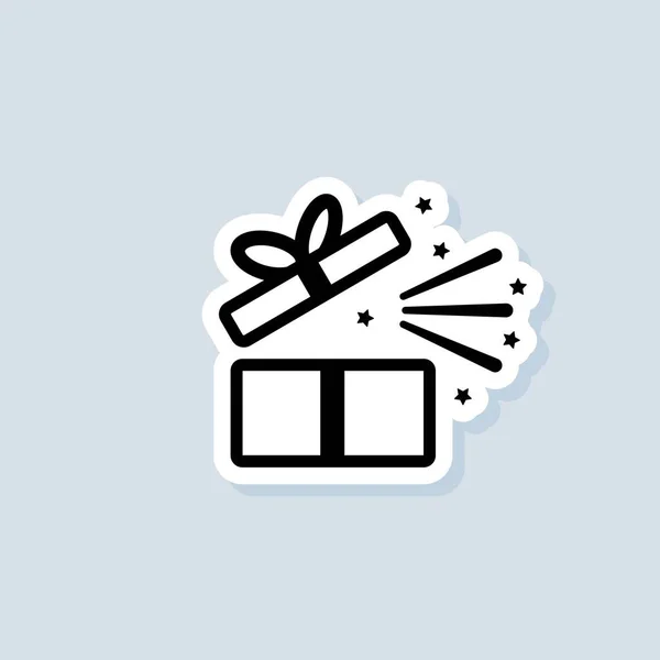 Ett Klistermärke Presentförpackning Ikon Present För Jubileum Födelsedag Jul Nyår — Stock vektor