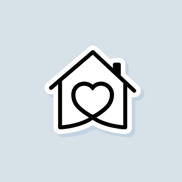 Rumah Dengan Stiker Jantung Cinta Simbol Rumah Rumah Sakit Keluarga - Stok Vektor