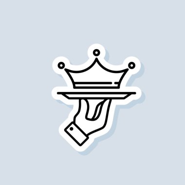 Tepside bir taç, ikon. Vektör. Vip logosu. Birinci sınıf servis simgesi. Vip iş servisi. Birinci sınıf teklif. Vip restoran servisi. İzole edilmiş arkaplanda vektör. EPS 10