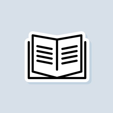 Eğitim ya da eğitim sembolü. Açık kitap. Kitap çıkartması, logo, ikon. Vektör. Satır simgesi okunuyor. Kitapçı logosu. Kütüphane işareti. İzole edilmiş arkaplanda vektör. EPS 10
