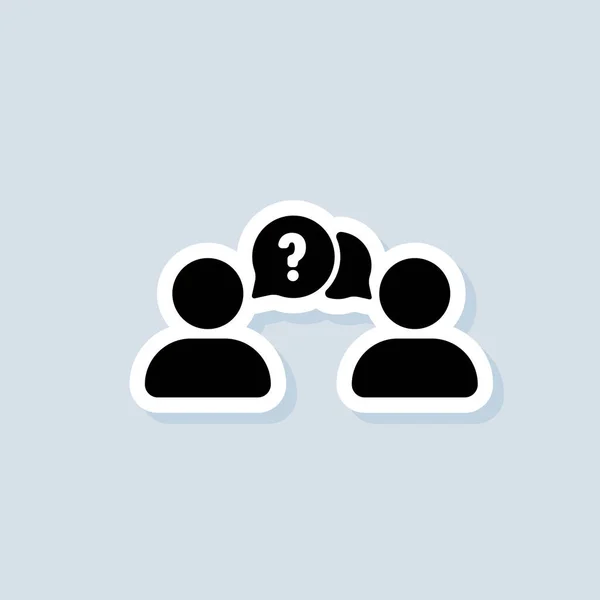 Les Gens Point Interrogation Bulle Parlant Personnes Autocollant Logo Icône — Image vectorielle