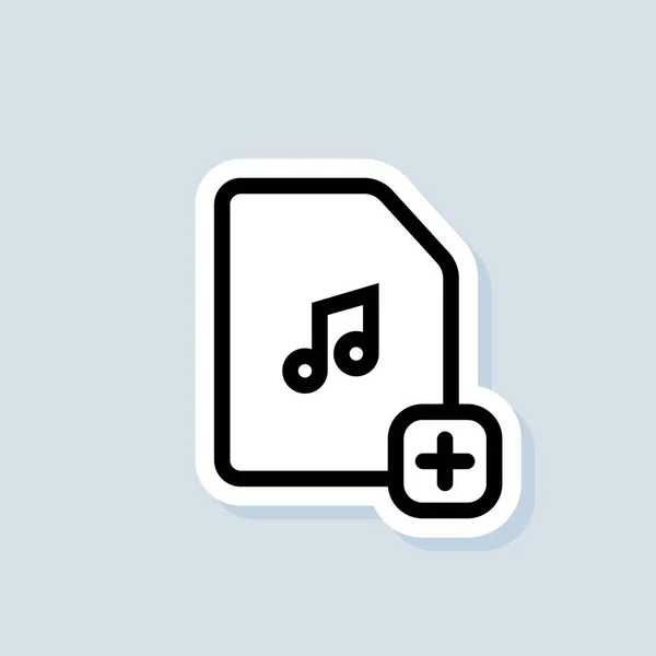 Klistermärke Logotyp Ikon Vektor Lägg Till Musik Musik Mapp Med — Stock vektor