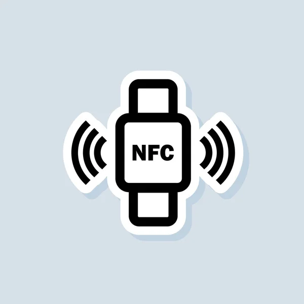 没有接触的付款贴纸 Nfc手镯连接到智能手机图标 Nfc手机和智能手机同步 无线支付 没有接触的无现金图标 孤立背景下的向量 Eps — 图库矢量图片