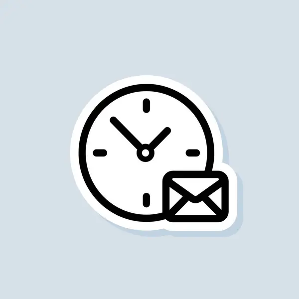 Mail Und Messaging Aufkleber Umschlag Mit Uhrzeit Mail Icon Newsletter — Stockvektor